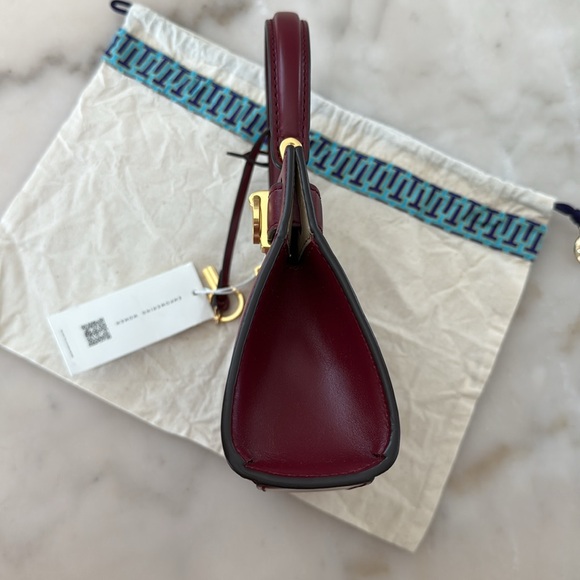 Tory Burch Lee Radziwill Petite Bag Tinto (Burgundy-Dark Red) Bag Gold Accents - Picture 13 of 16